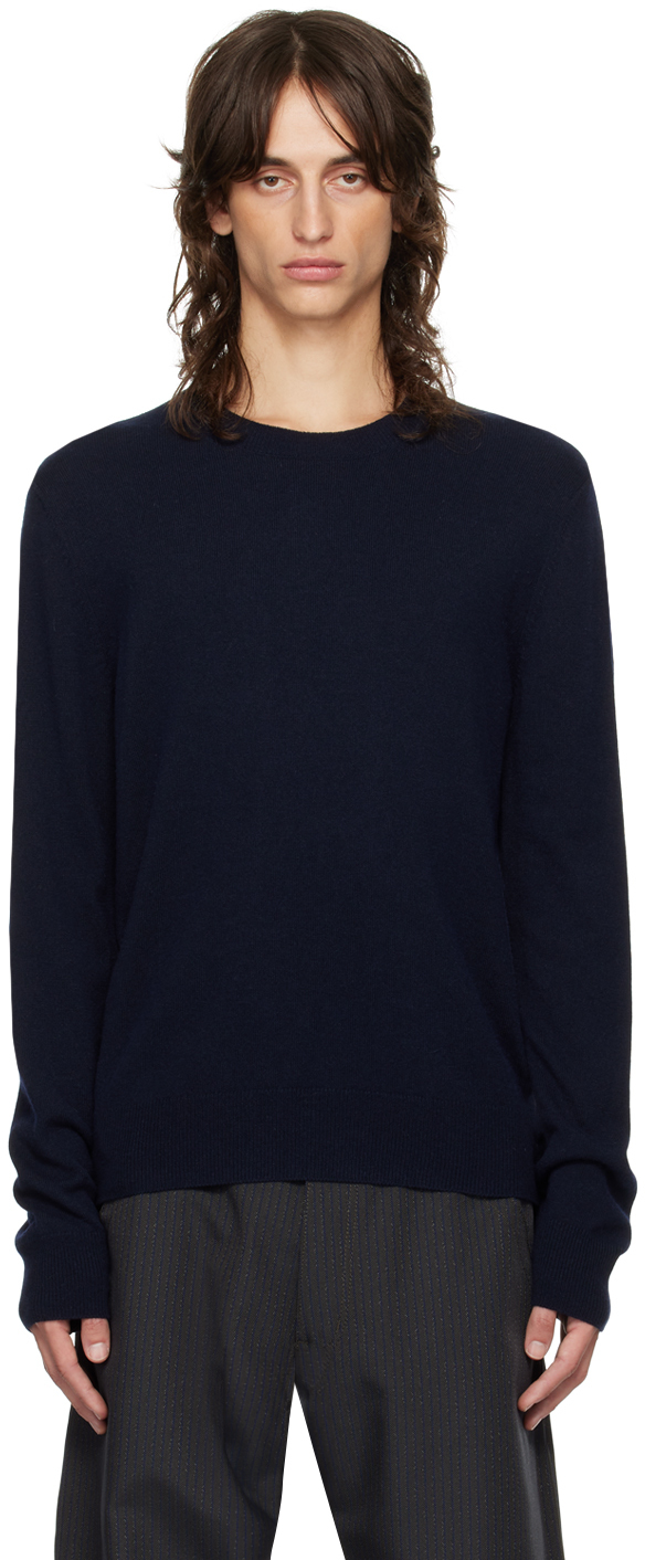 Shop Comme Des Garçons Homme Deux Navy Crewneck Sweater In 2 Navy