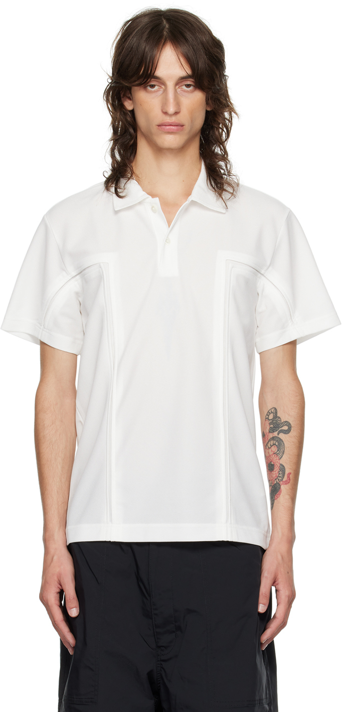 Shop Comme Des Garçons Homme Deux White Paneled Polo In 2 Off-white