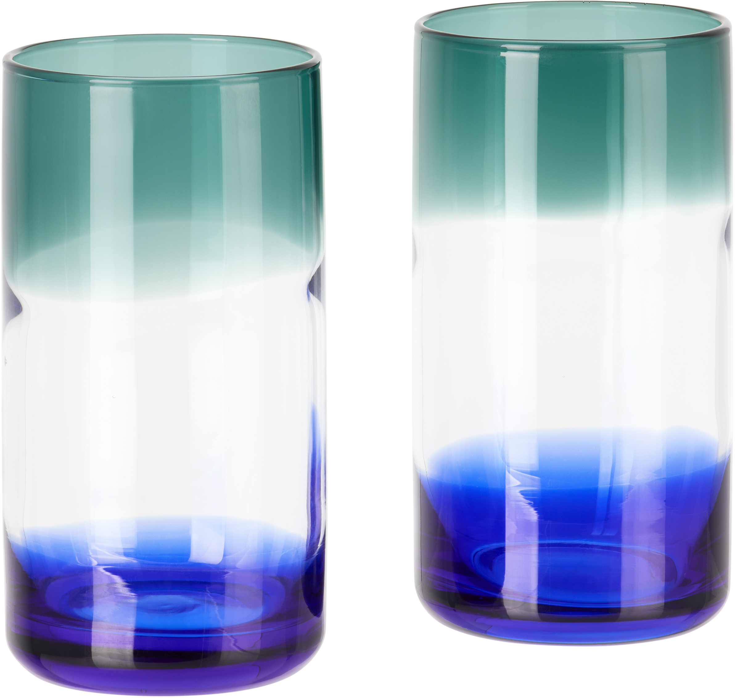 The Conran Shop Blue & Green Ombre Highball Glass Set In Multi