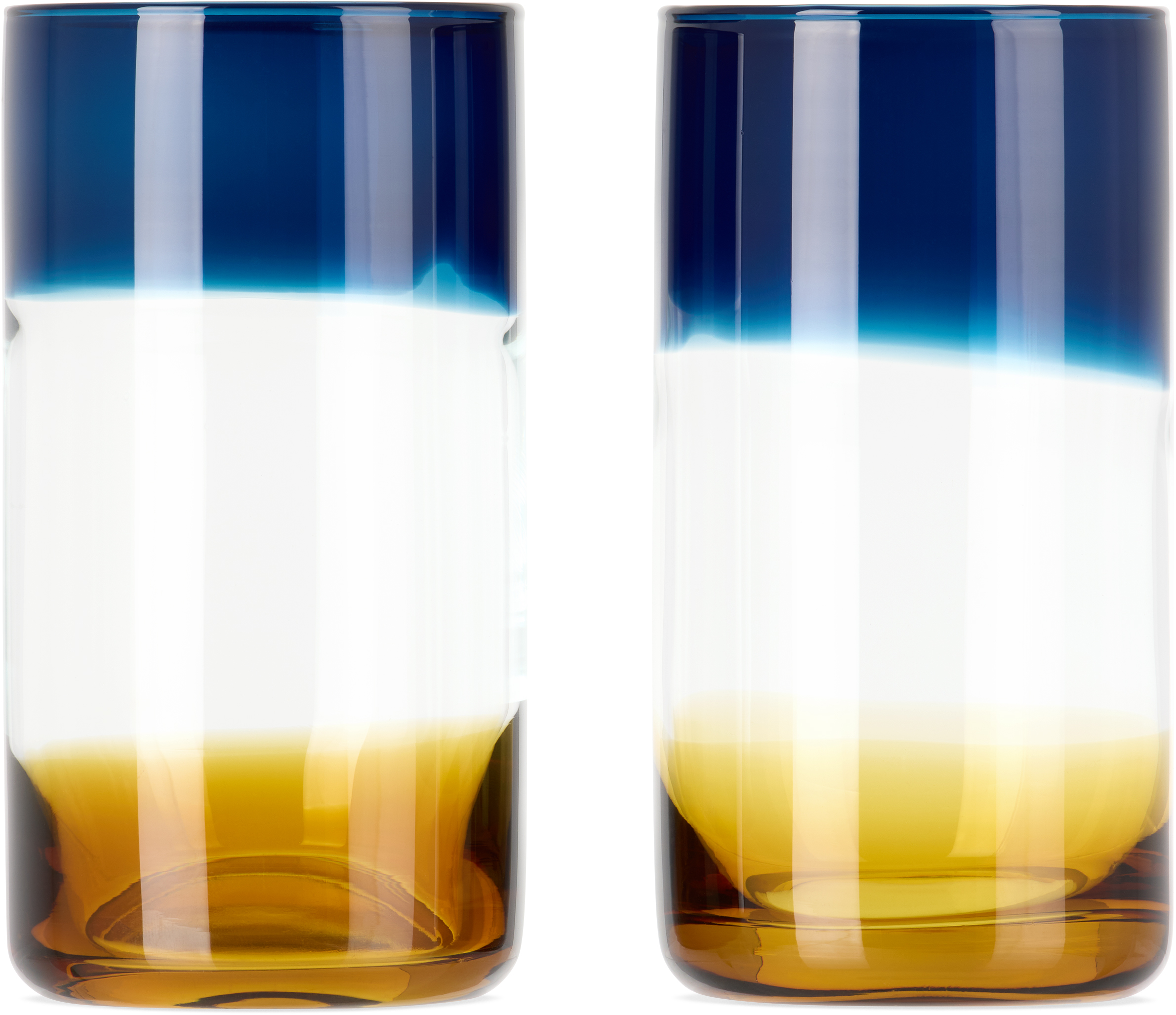 The Conran Shop Blue & Orange Ombre Highball Glass Set In Multi