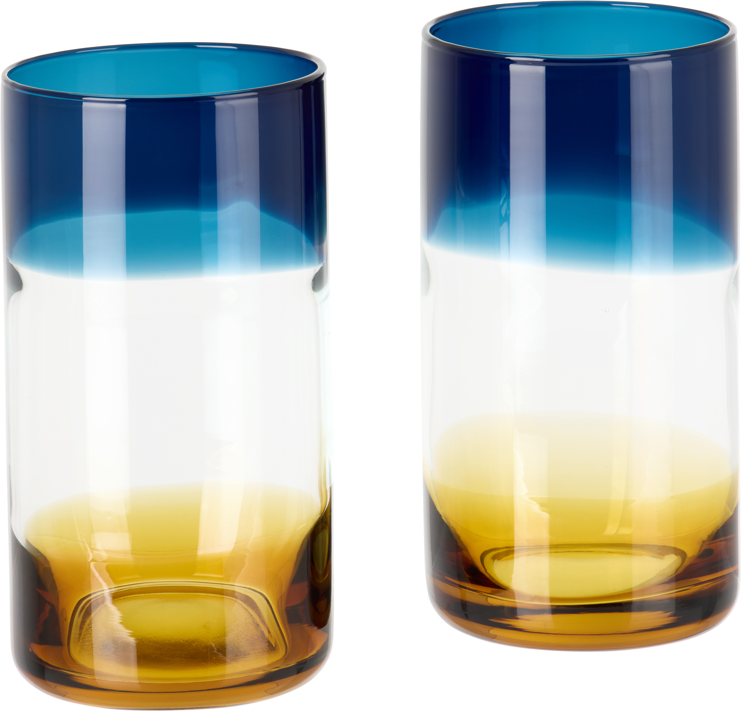 The Conran Shop Blue & Orange Ombre Highball Glass Set In Multi