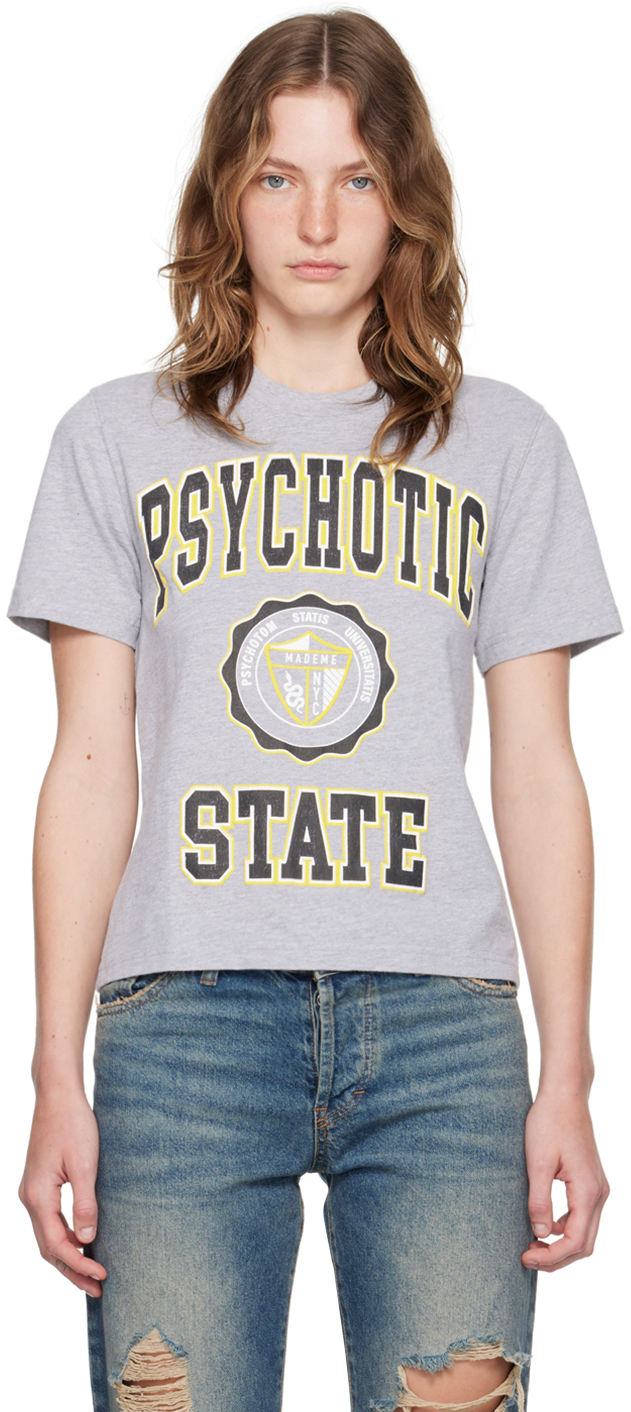 Shop Mademe Ssense Exclusive Gray 'psychotic State' T-shirt In Washed Heather Grey