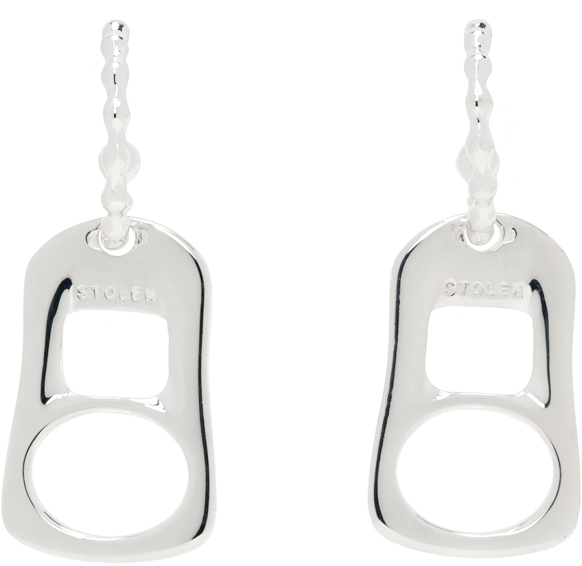 Silver Pop Tab Anchor Sleeper Earrings