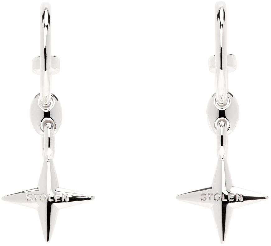 Silver Shuriken Clean Anchor Sleeper Earrings