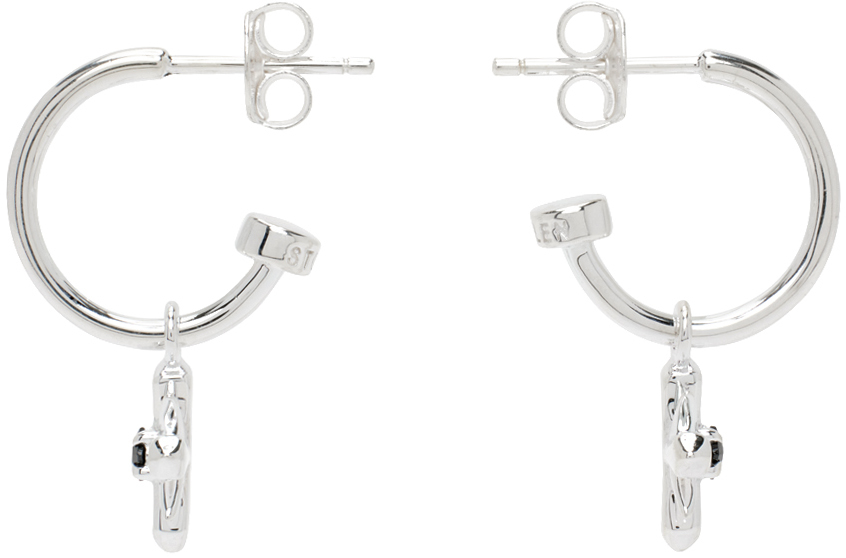 Silver Star Crossed Anchor Sleepers Earrings