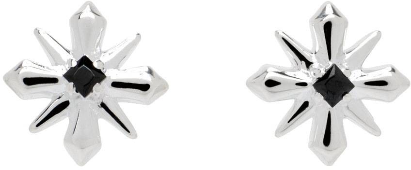 Silver Star Crossed Stud Earrings