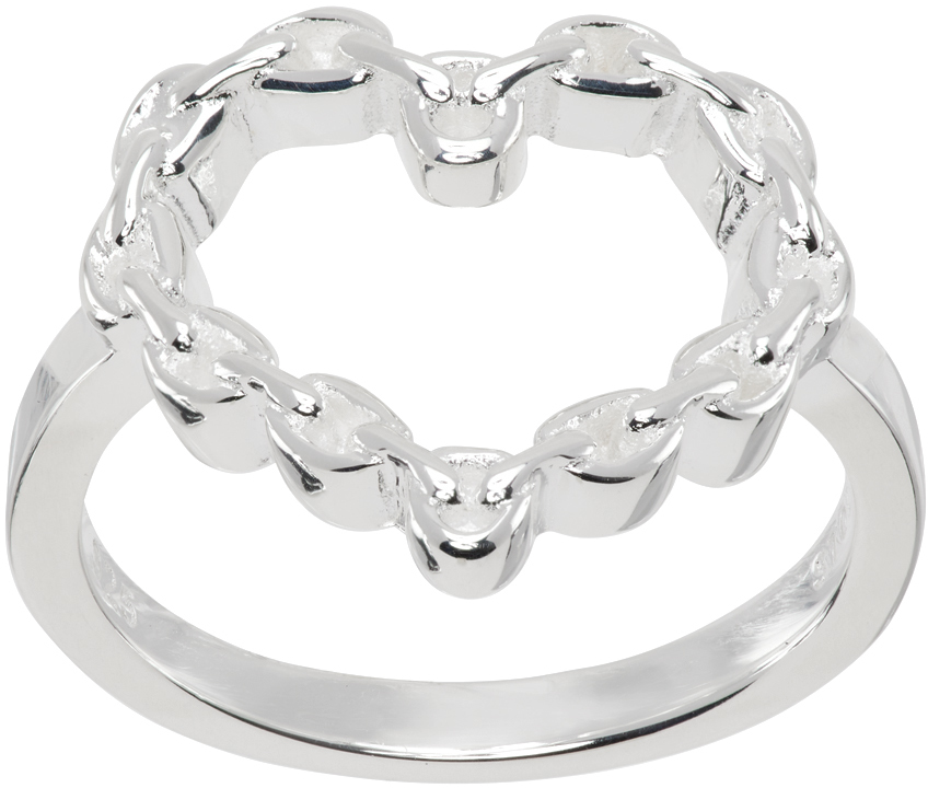 Silver Chain Heart Ring