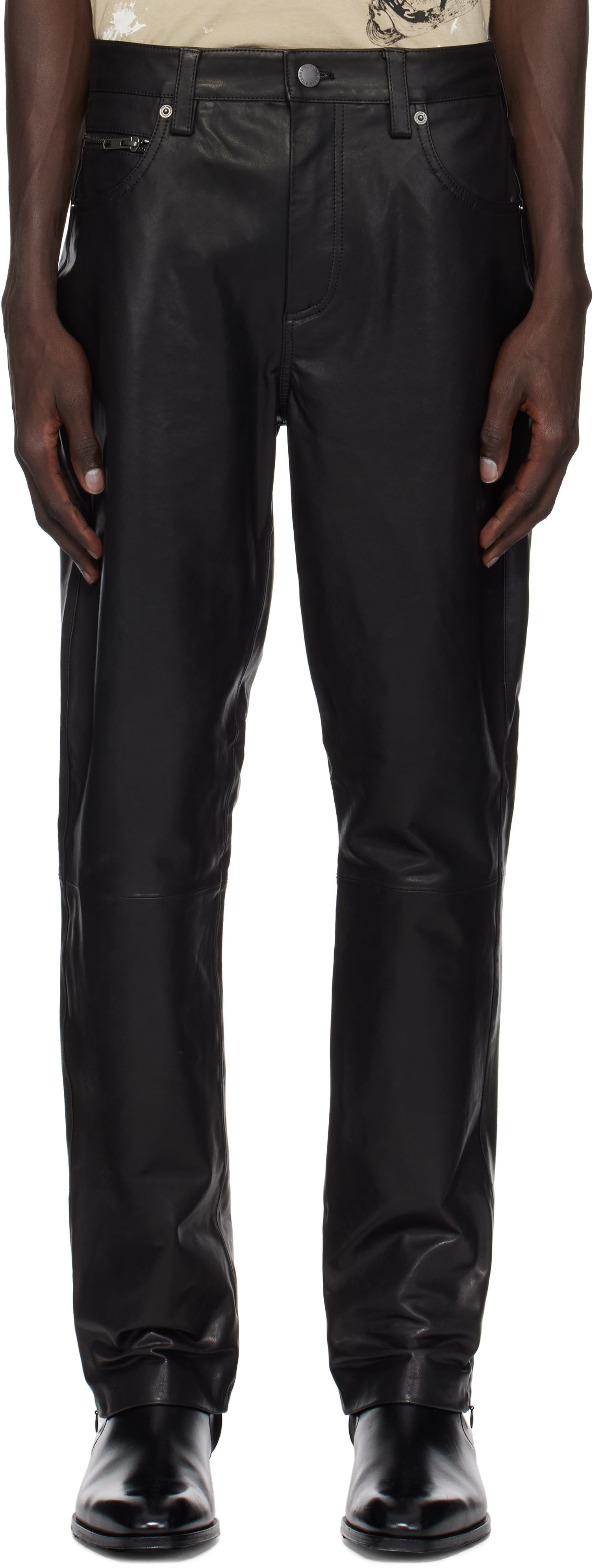 Black Drum Solo Leather Pants