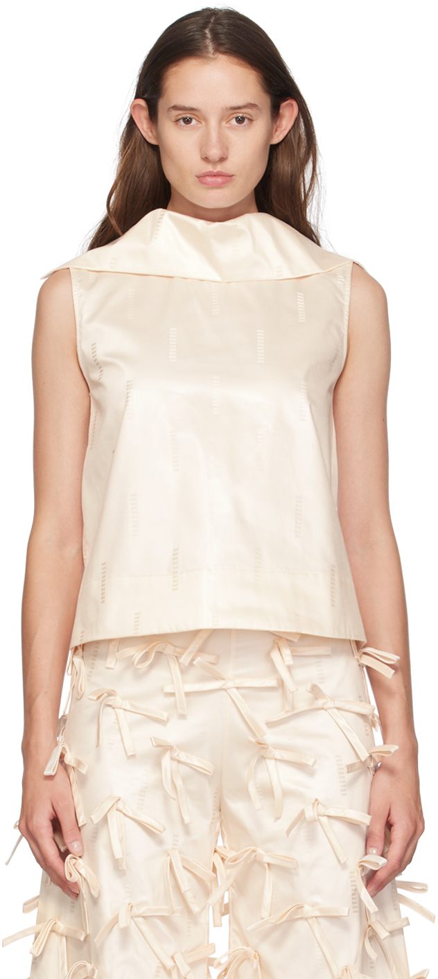 Shop Super Yaya Off-white Tatiana Bateau Tank Top In Ivory