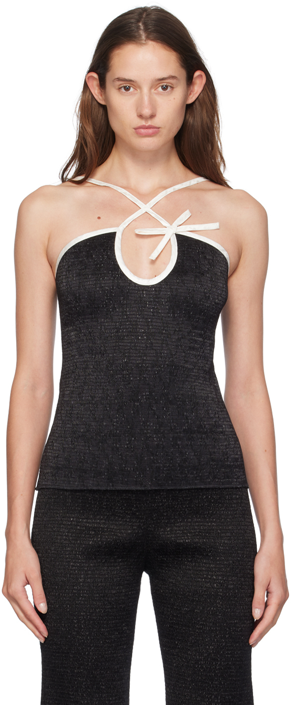 Shop Super Yaya Black Alexa Elastic Tank Top