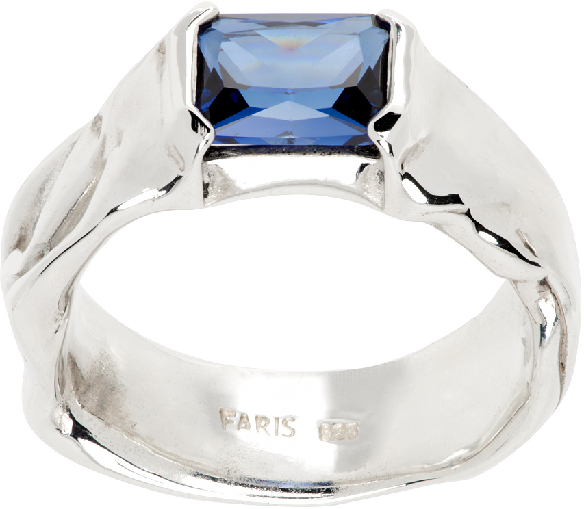 Shop Faris Ssense Exclusive Silver Nast Ring In Sterling Silver/sapp