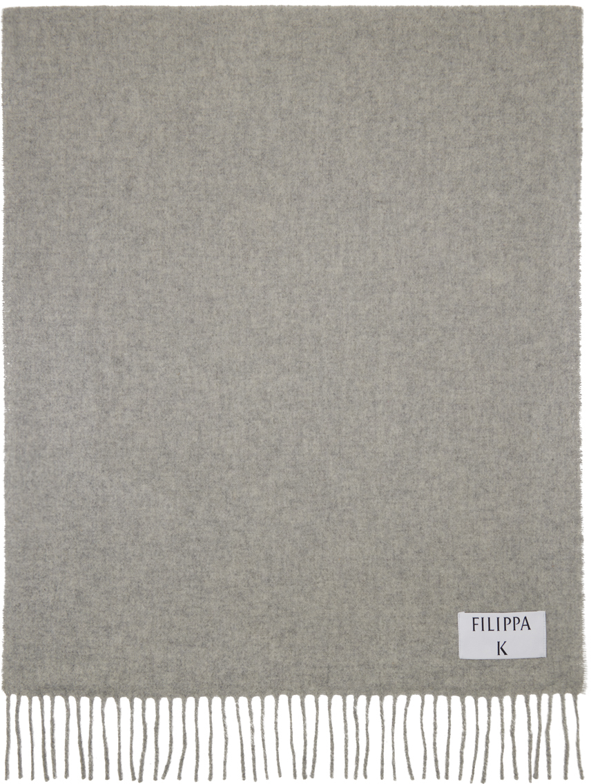 Shop Filippa K グレー カシミヤブレンド マフラー In 1451 Lt Grey Melange