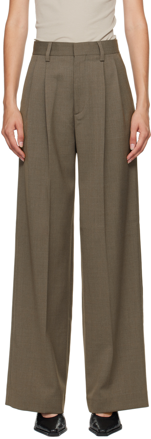 Shop Filippa K Taupe Darcey Wool Trousers In 0070 Driftwood