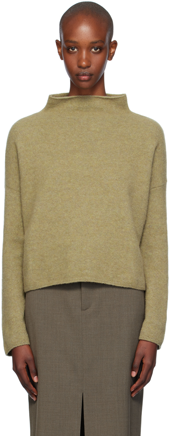 Shop Filippa K Khaki Mika Yak Funnelneck Sweater In 0069 Faded Moss