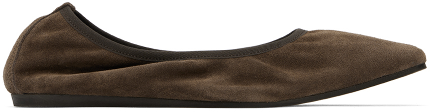 Brown Rey Suede Ballerina Flats