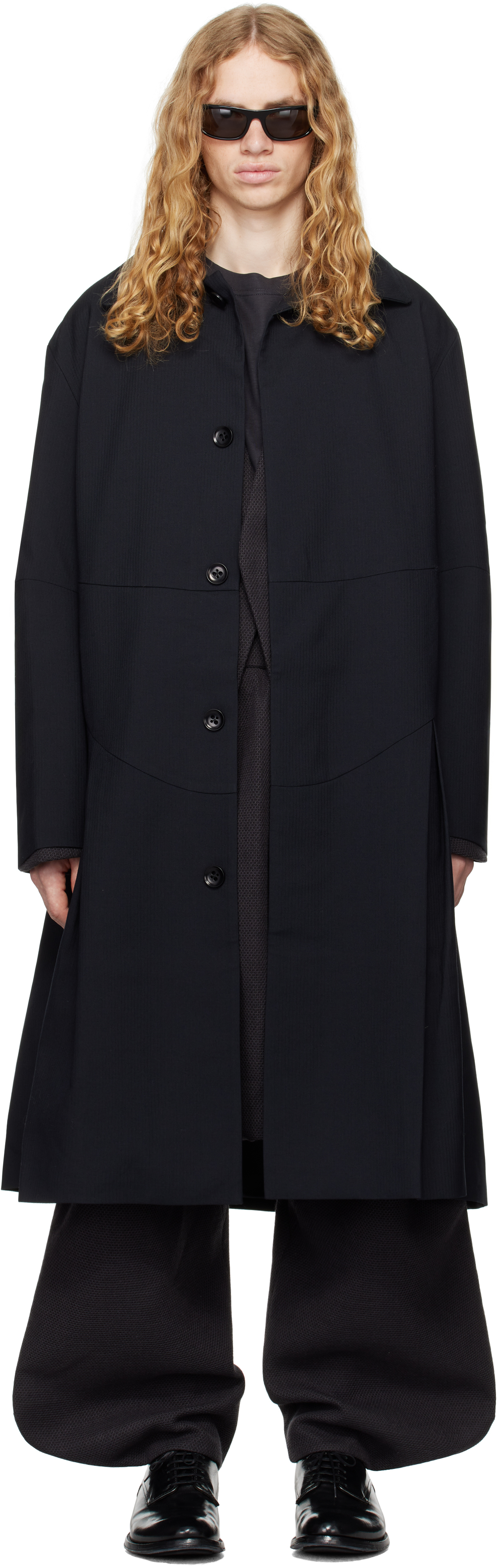 Navy Resonance Pleat Coat