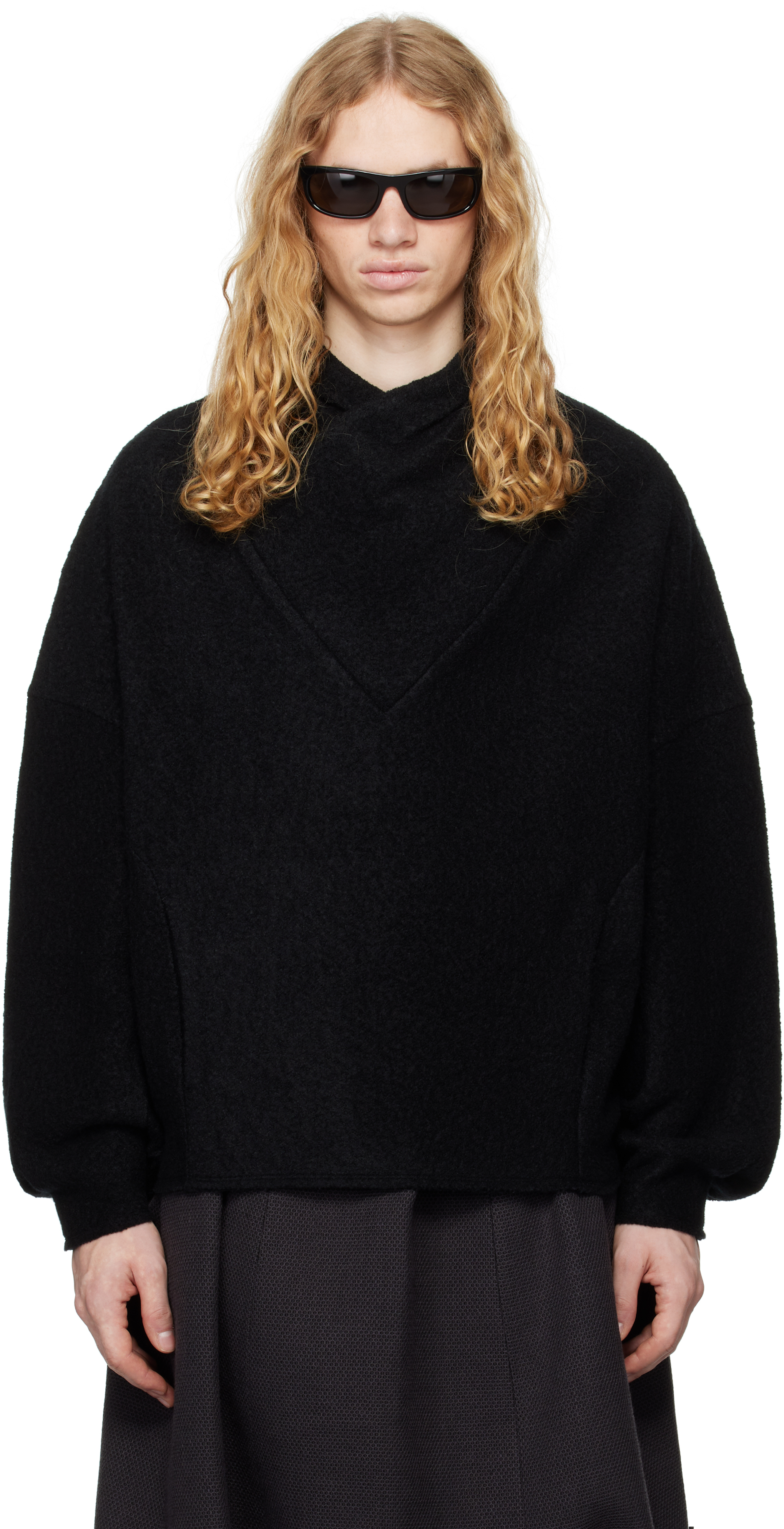 Black Resonance Pleat Sweater