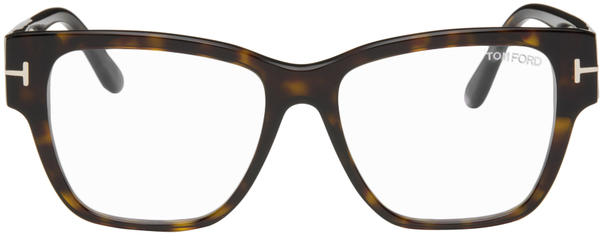 Brown Blue Block Square Shape Glasses