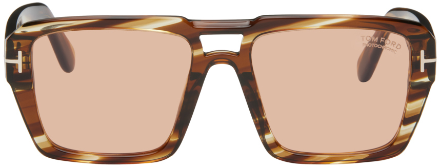 Shop Tom Ford ブラウン Redford サングラス In 55e Coloured Havana