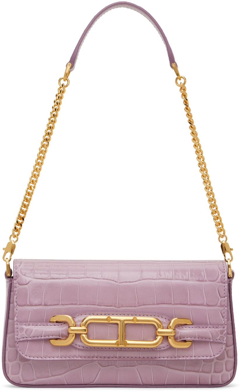 Purple Stamped Crocodile Whitney Mini Bag