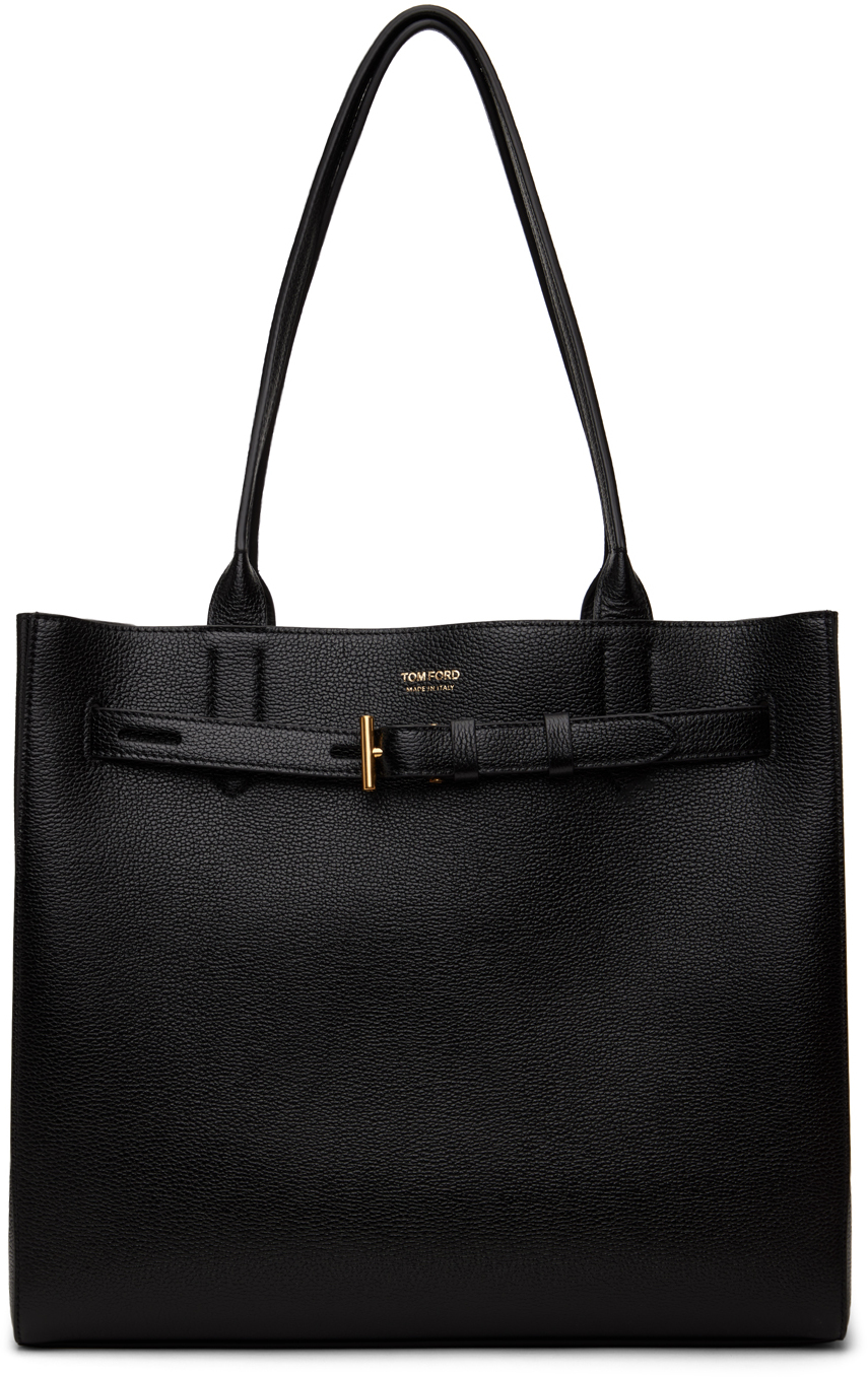 Black Grain Leather Audrey Medium Tote