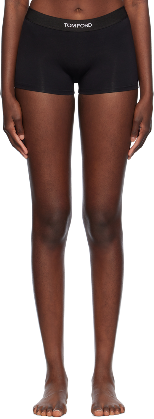 【関税&送料込】Tom Ford Boy Signature Culottes TOM FORD: Black Modal Signature Boy Shorts | SSENSE