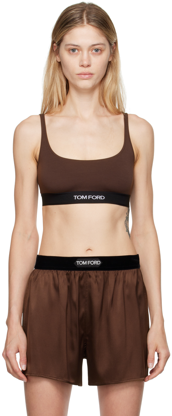 【関税込み】TOM FORD ブラウン Signature モダール ショーツ TOM FORD トム・フォード ロゴ ショーツ | ブラウン | FARFETCH JP