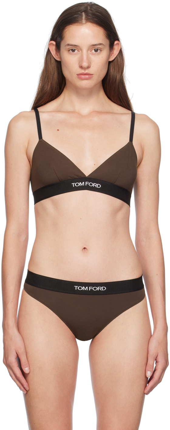 Shop Tom Ford Brown Modal Signature Bra In Kb915 Darkest Brown