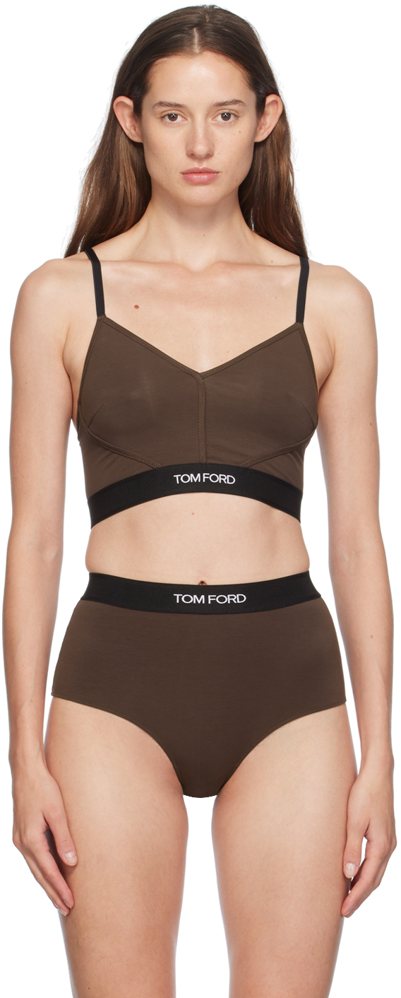 Shop Tom Ford Brown Modal Signature Bralette In Kb915 Darkest Brown