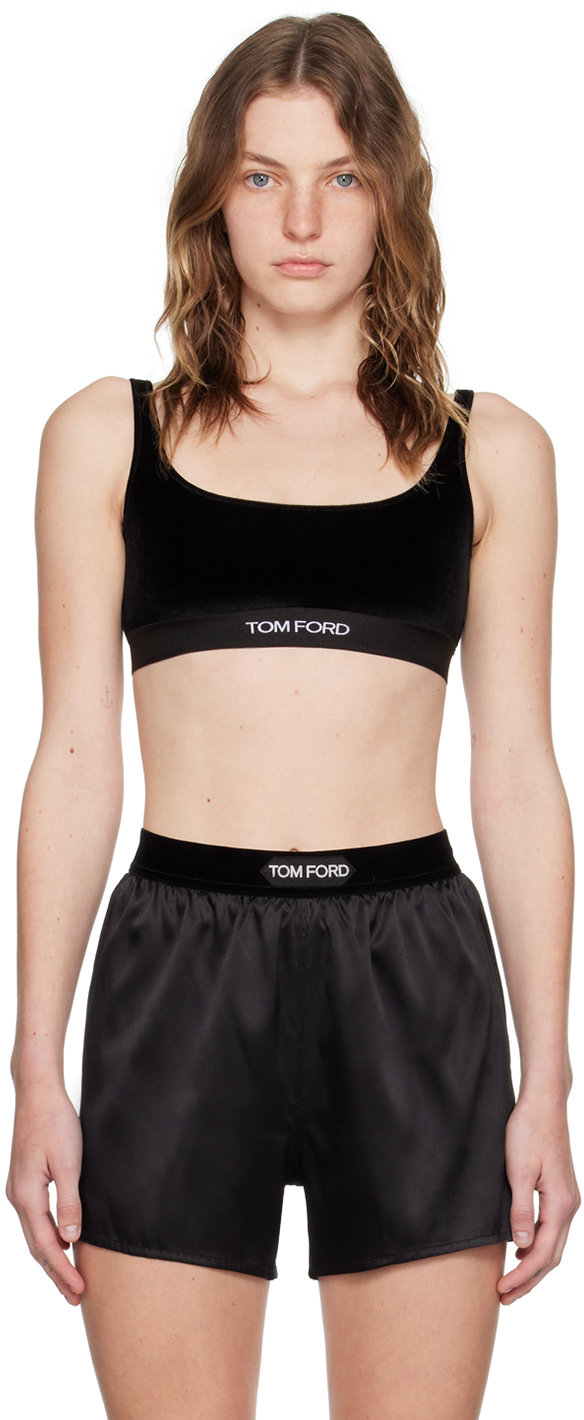 Shop Tom Ford Black Jacquard Bra In Lb999 Black