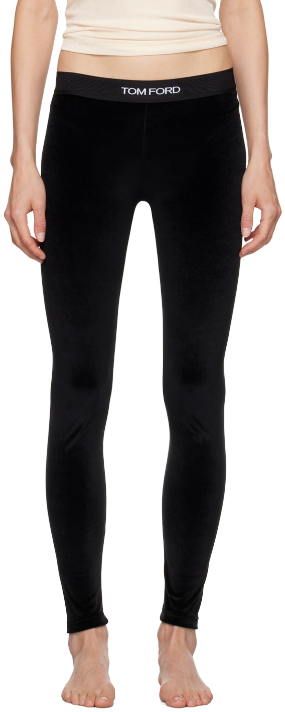 Shop Tom Ford Black Jacquard-logo Leggings In Lb999 Black