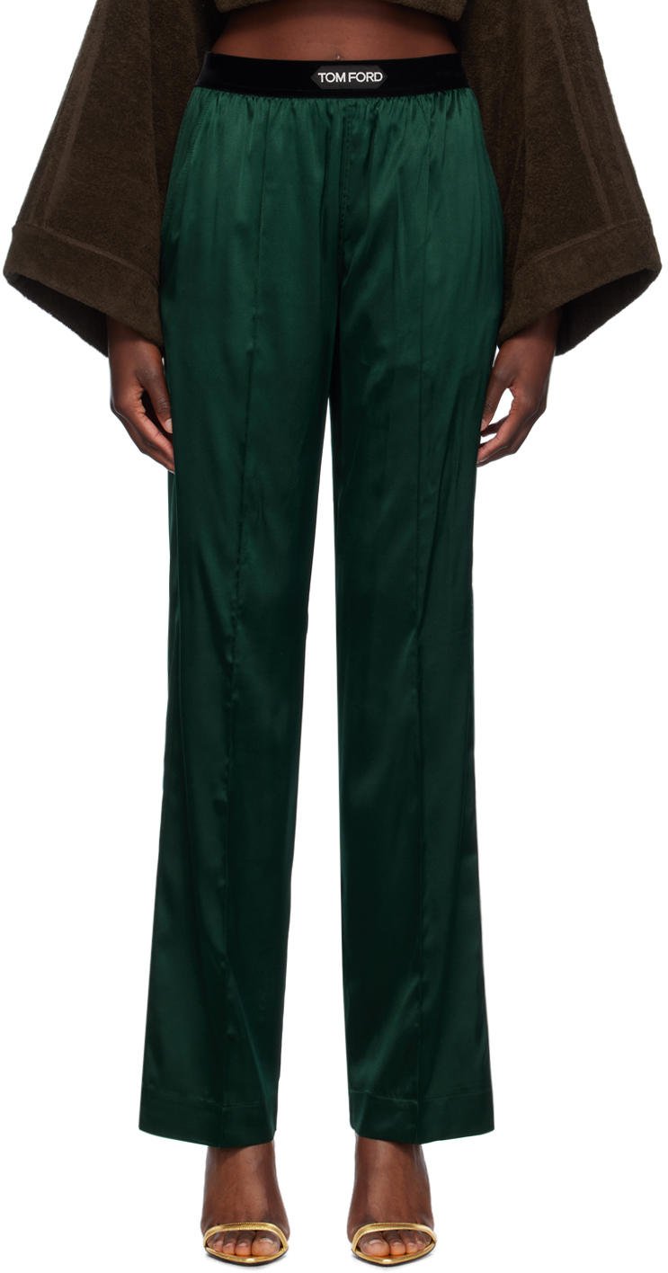 Green Stretch Silk Pyjama Pants