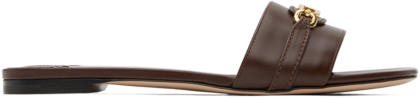 Shop Tom Ford Brown Leather Whitney Slides In 1b073 Saddle Brown