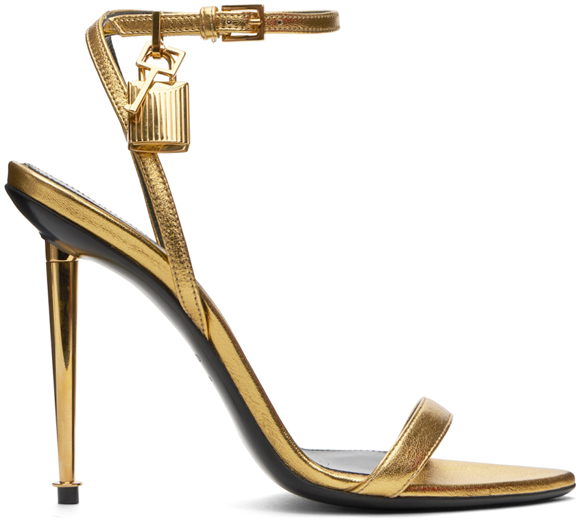 Tom Ford Gold Padlock Pointy Naked Heeled Sandals Ssense