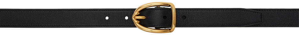 Black Shiny Printed Goat Angled Buckle Belt