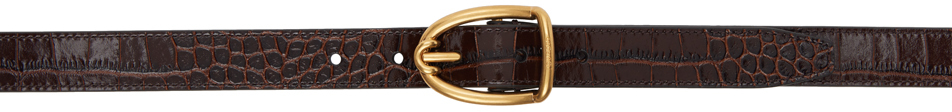 Brown Croc Angled Buckle Belt