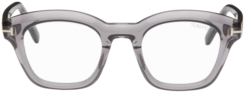 Shop Tom Ford グレー スクエアメガネ In 020 Transparent Grey