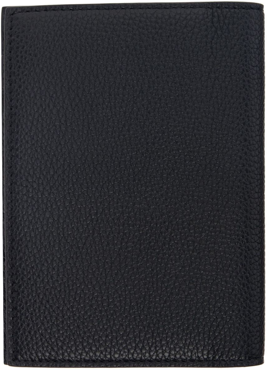 Tom Ford Black Soft Grain Leather T Line Passport Holder In Black