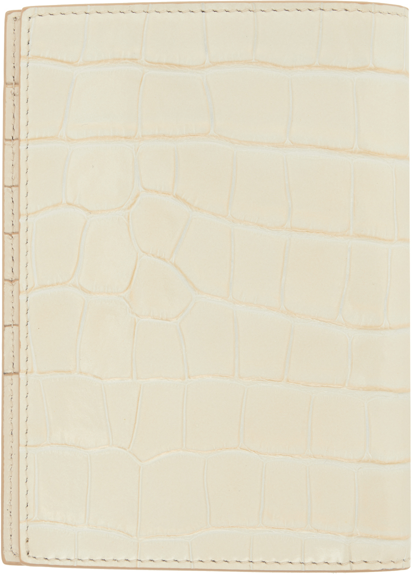 Tom Ford Off-white Shiny Croc T Line Passport Holder In Ivory