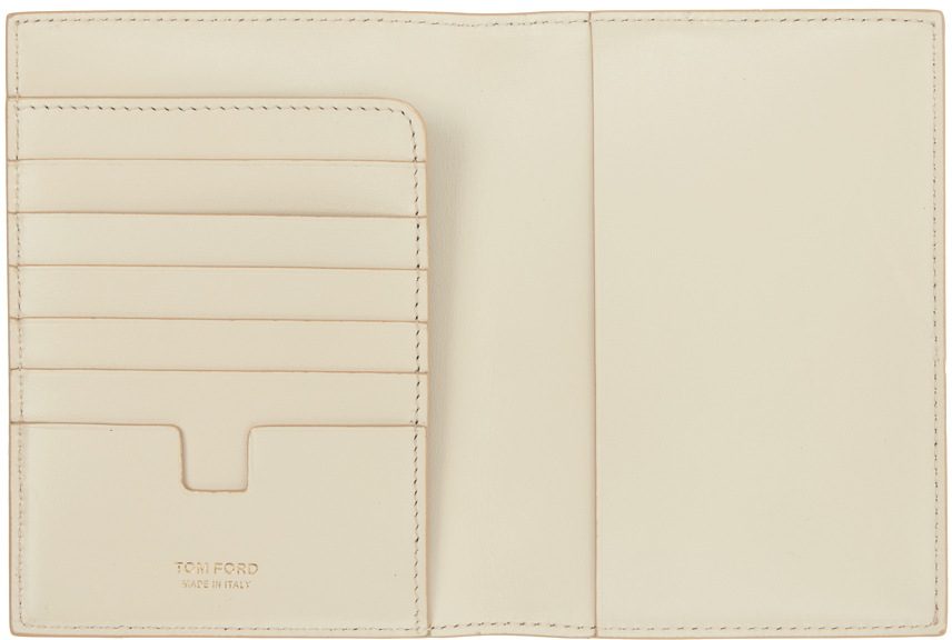 Tom Ford Off-white Shiny Croc T Line Passport Holder In Ivory