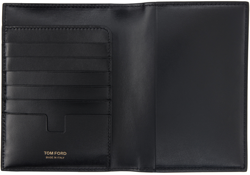 Tom Ford Black Shiny Croc T Line Passport Holder In Black