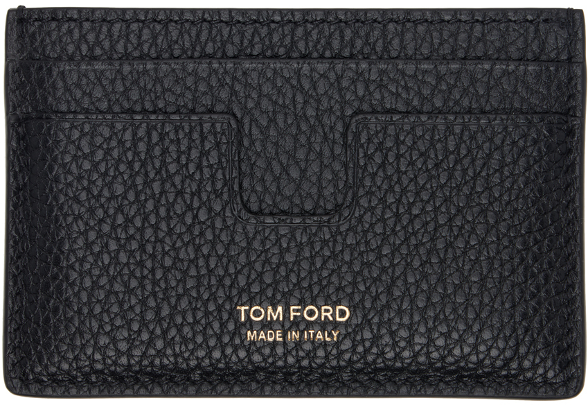 Shop Tom Ford Black Grain Leather Classic Card Holder