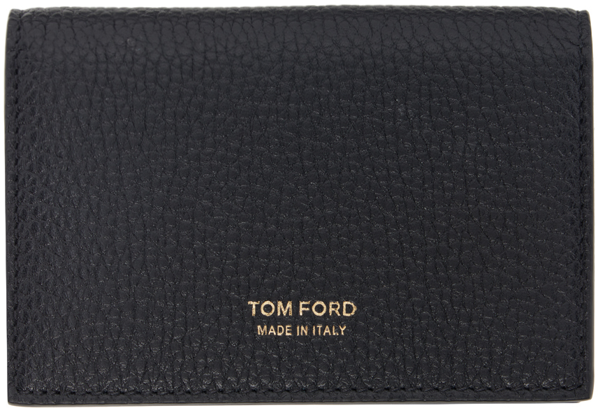 Black Soft Grain Leather T Line Business Card Holder