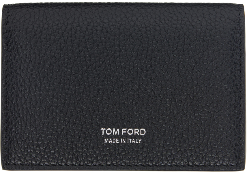 Black Soft Grain Leather T Line Business Card Holder