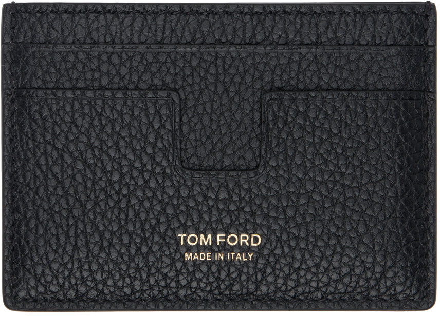 TOM FORD ブラック グレインレザー マネークリップ TOM FORD: ブラック グレインレザー マネークリップ ウォレット