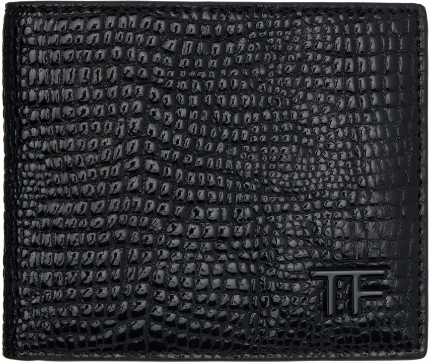 Shop Tom Ford Black Printed Leather T Line Classic Wallet