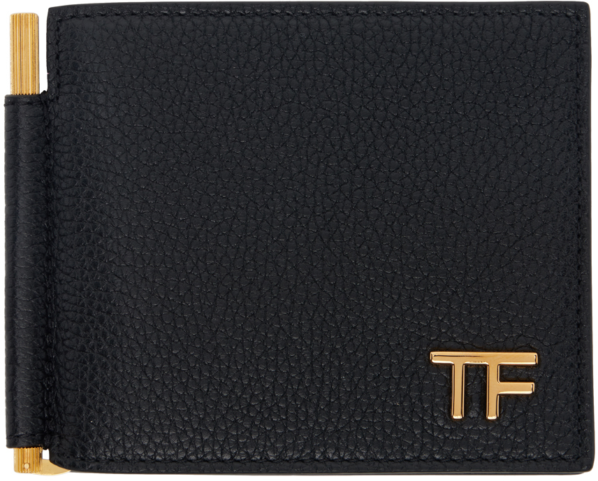 TOM FORD ブラックレザー マネークリップ 関税込】TOM FORD ブラック&グリーン マネークリップ WALLET