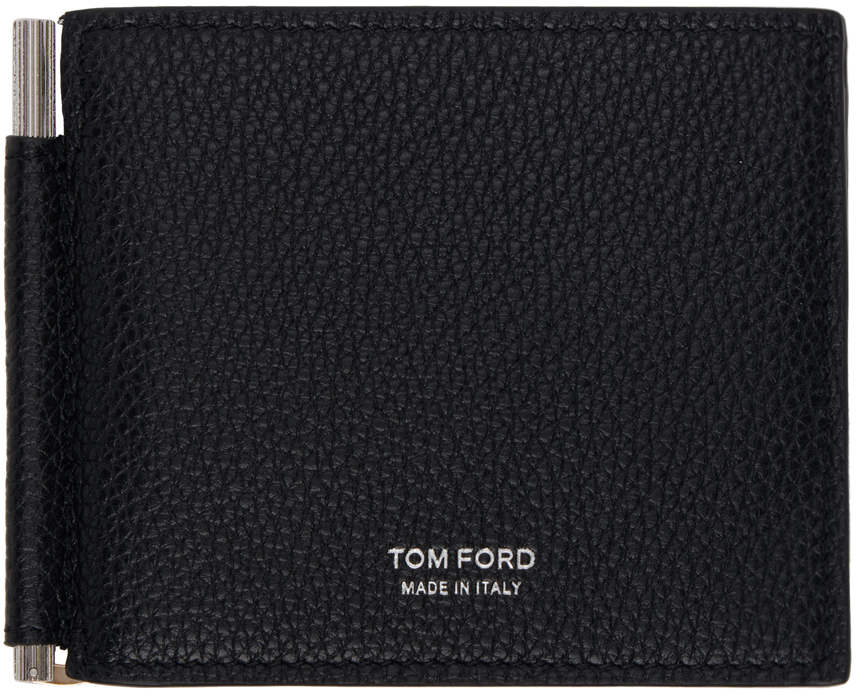 Shop Tom Ford ブラック グレインレザー マネークリップ ウォレット In Black