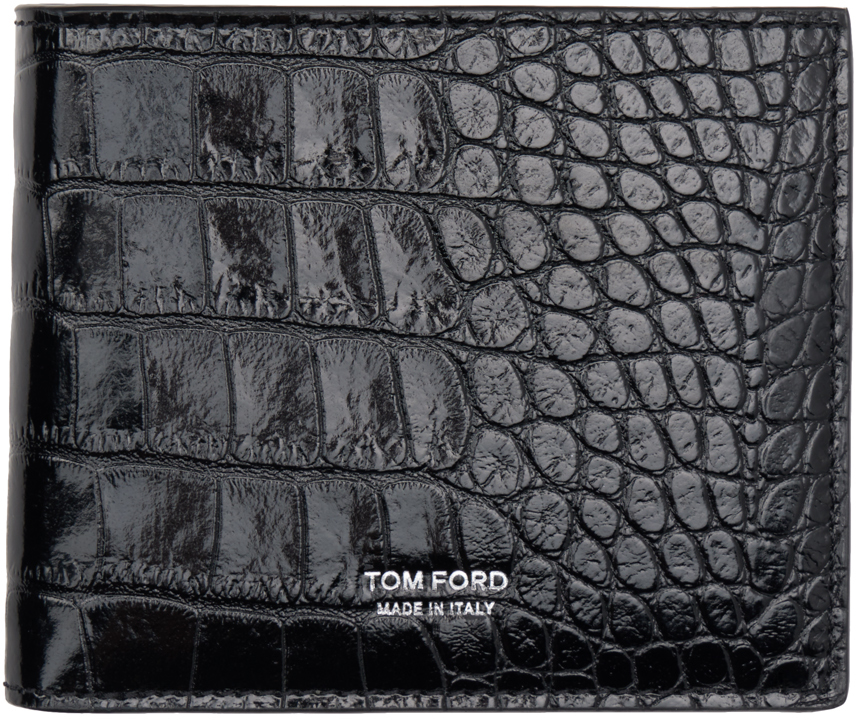 Shop Tom Ford Black Shiny Printed Wallet