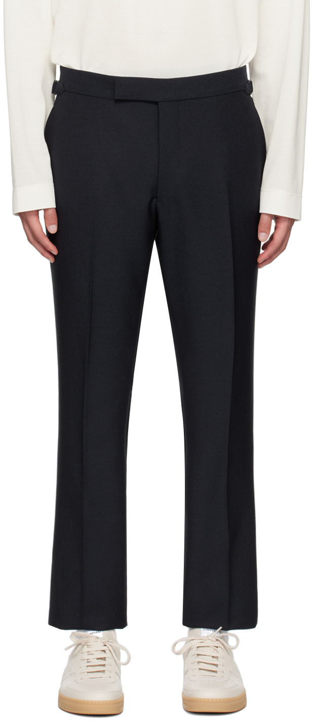 Shop Tom Ford Navy Shelton Trousers